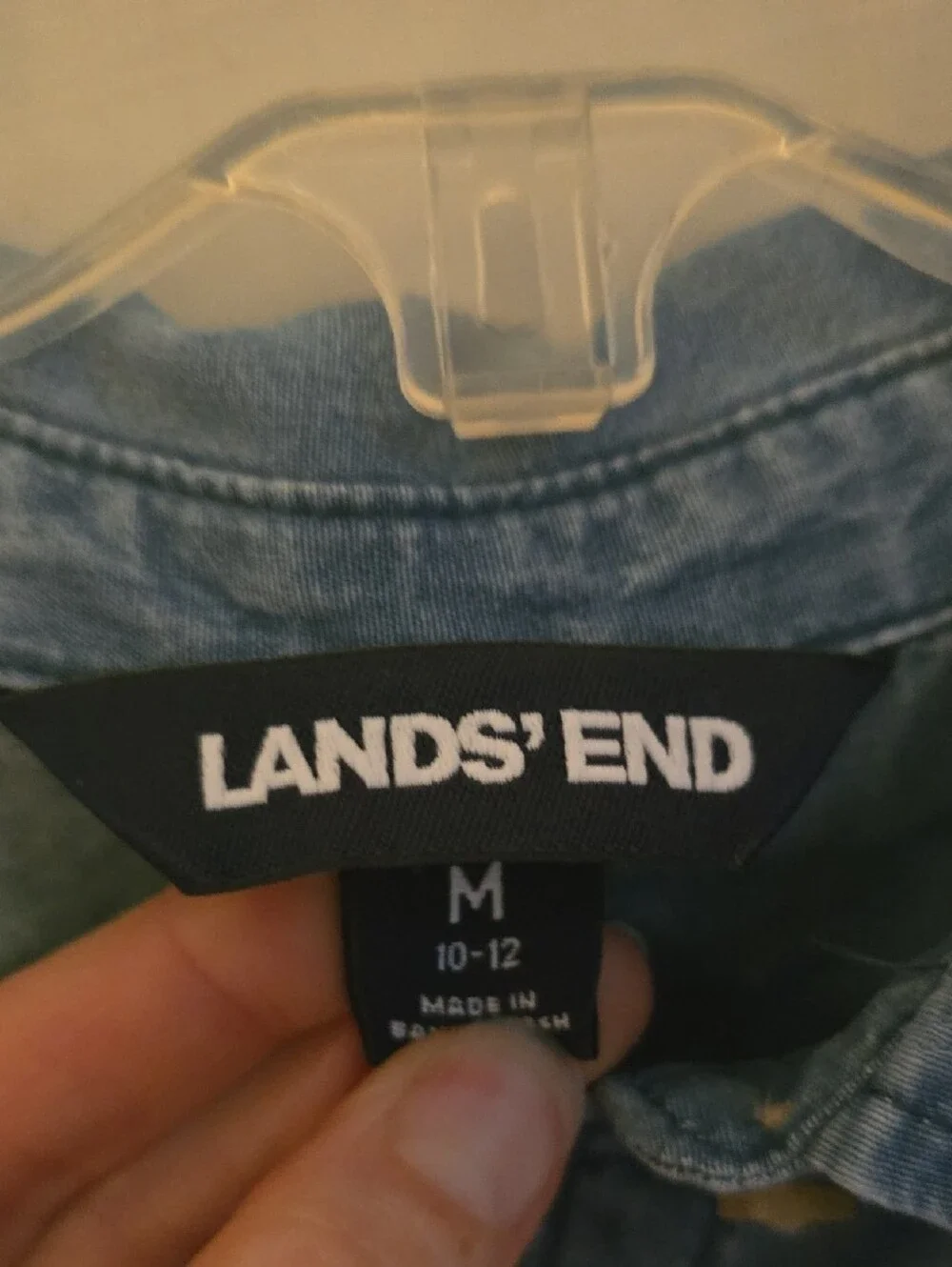 Lands' End Light Blue Denim-Style Button Front Dress